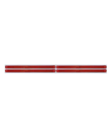 UP37222-Chrome Top Mud Flap Plate With Four 14 LED 12" Light Bars - Red LED/Red Lens (Each)