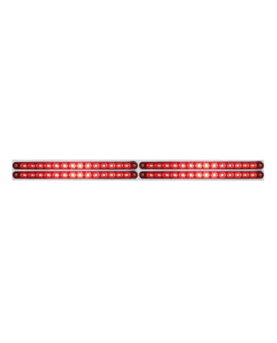UP37222-Chrome Top Mud Flap Plate With Four 14 LED 12" Light Bars - Red LED/Red Lens (Each)