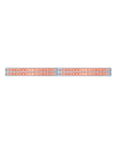 UP37224-Chrome Top Mud Flap Plate With Four 14 LED 12" Light Bars - Red LED/Chrome Lens (Each)