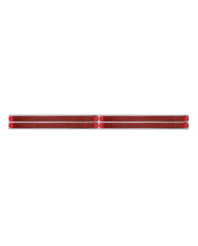 UP37225-Chrome Top Mud Flap Plate With Four 19 LED 12" Reflector Light Bars - Red LED/Red Lens (Each)
