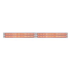 UP37226-Chrome Top Mud Flap Plate With Four 19 LED 12" Reflector Light Bars - Red LED/Clear Lens (Each)