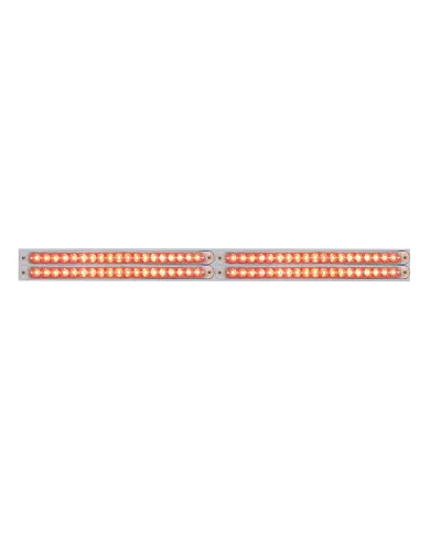 UP37226-Chrome Top Mud Flap Plate With Four 19 LED 12" Reflector Light Bars - Red LED/Clear Lens (Each)