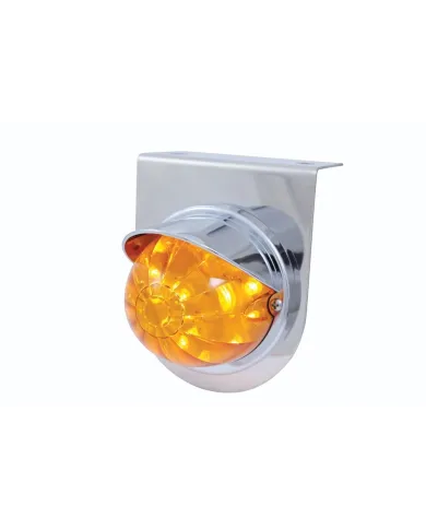 UP37247-Stainless Light Bracket With 17 LED Dual Function Watermelon Light & Visor - Amber LED/Amber Lens