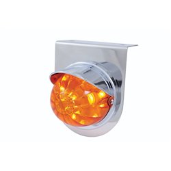 UP37248-Stainless Light Bracket With 17 LED Dual Function Watermelon Light & Visor - Amber LED/Dark Amber Lens