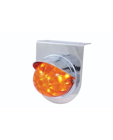UP37248-Stainless Light Bracket With 17 LED Dual Function Watermelon Light & Visor - Amber LED/Dark Amber Lens