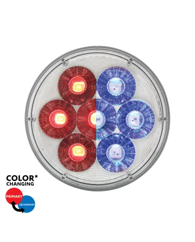 UP36529-14 LED 4" Round Double Fury Light (Stop, Turn & Tail) - Red & Blue LED/Clear Lens