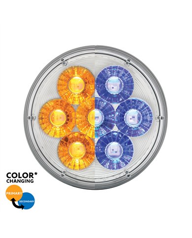 UP36531-14 LED 4" Round Double Fury Light (Turn Signal) - Amber & Blue LED/Clear Lens