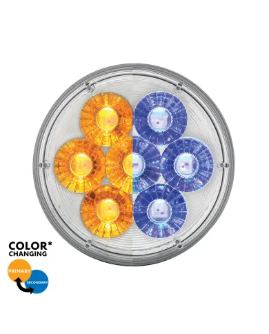 UP36531-14 LED 4" Round Double Fury Light (Turn Signal) - Amber & Blue LED/Clear Lens