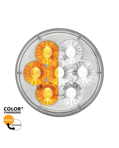 UP36532-14 LED 4" Round Double Fury Light (Turn Signal) - Amber & White LED/Clear Lens