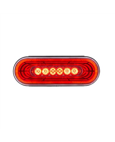 UP36571-22 LED 6" Oval Abyss Light (Stop, Turn & Tail) - Red LED/Clear Lens