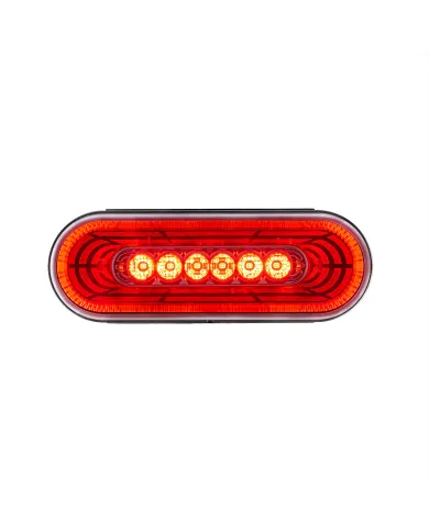 UP36571-22 LED 6" Oval Abyss Light (Stop, Turn & Tail) - Red LED/Clear Lens