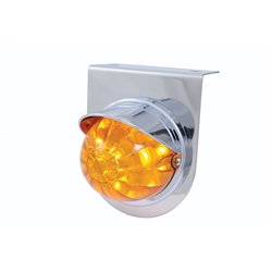 UP37252-Stainless Light Bracket With 17 LED Watermelon Light & Visor - Amber LED/Amber Lens