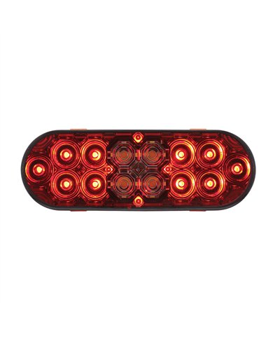 UP36609-6" Oval Combo Light With 14 LED Stop, Turn & Tail & 16 LED Back-Up -Red LED/Red Lens