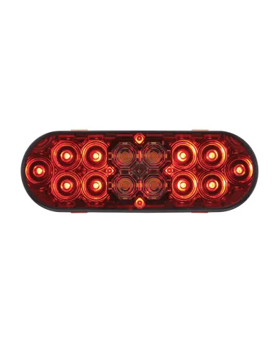UP36609-6" Oval Combo Light With 14 LED Stop, Turn & Tail & 16 LED Back-Up -Red LED/Red Lens