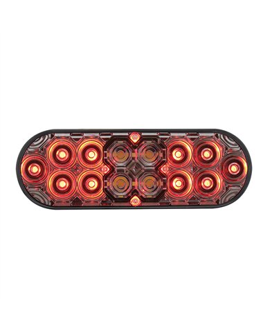 UP36610-6" Oval Combo Light With 14 LED Stop, Turn & Tail & 16 LED Back-Up - Red LED/Clear Lens
