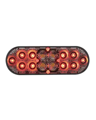 UP36610-6" Oval Combo Light With 14 LED Stop, Turn & Tail & 16 LED Back-Up - Red LED/Clear Lens