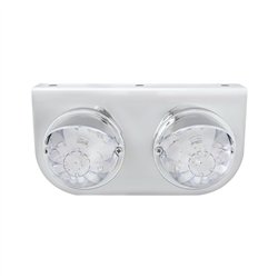 UP37264-Stainless Light Bracket With 2X 17 LED Watermelon Lights & Visors - Red LED/Clear Lens