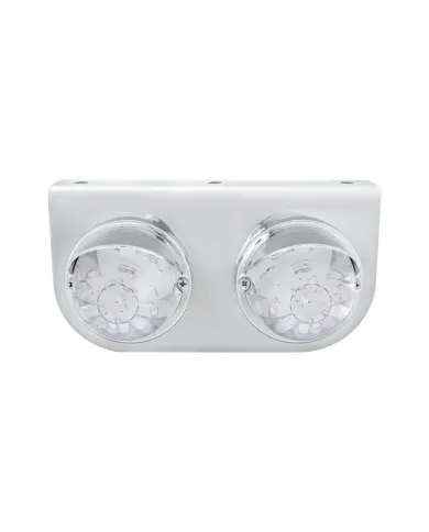 UP37264-Stainless Light Bracket With 2X 17 LED Watermelon Lights & Visors - Red LED/Clear Lens