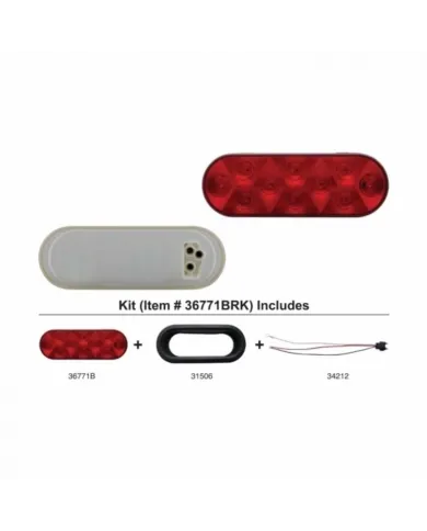 UP36771BRK-10 LED 6" Oval Stop/Turn/Tail Light Kit - Red LED/Red Lens