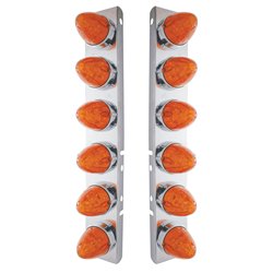 UP37296-SS Front Air Cleaner Bracket With 12X 19 LED Watermelon Lights & Bezels For Peterbilt-Amber LED/Dark Amber Len