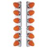 UP37296-SS Front Air Cleaner Bracket With 12X 19 LED Watermelon Lights & Bezels For Peterbilt-Amber LED/Dark Amber Len