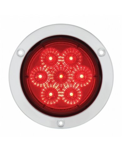 UP36913-7 LED 4" Round SS Flange Light (Stop, Turn & Tail) - Red LED/Red Lens