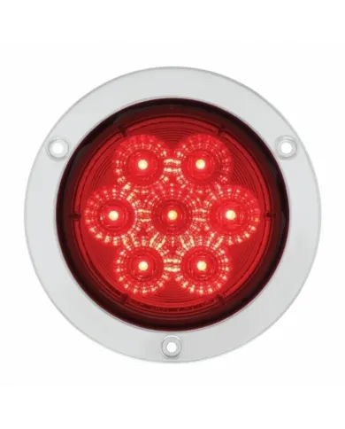 UP36913-7 LED 4" Round SS Flange Light (Stop, Turn & Tail) - Red LED/Red Lens