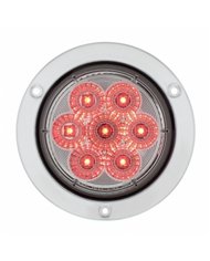 UP36914-7 LED 4" Round SS Flange Light (Stop, Turn & Tail) - Red LED/Clear Lens