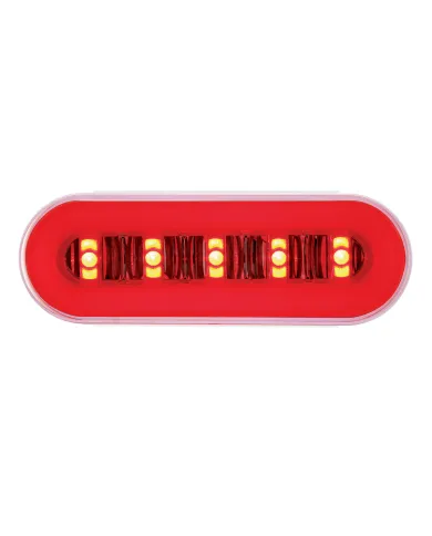 UP36924-22 LED 6" Oval GloLight With Divider Bar Inner Design (Stop, Turn & Tail) - Red LED/Red Insert (Card)