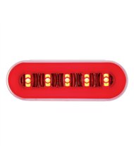 UP36924-22 LED 6" Oval GloLight With Divider Bar Inner Design (Stop, Turn & Tail) - Red LED/Red Insert (Card)
