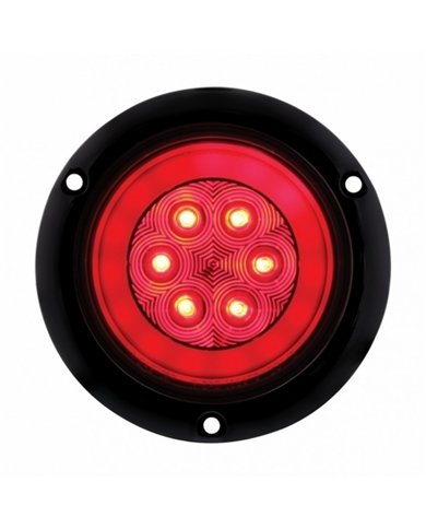 UP36957-21 LED 4" Round Flange Mount GloLight (Stop, Turn & Tail) - Red LED/Red Lens