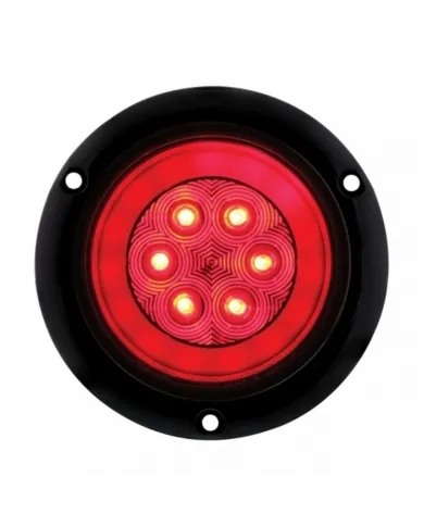 UP36957-21 LED 4" Round Flange Mount GloLight (Stop, Turn & Tail) - Red LED/Red Lens