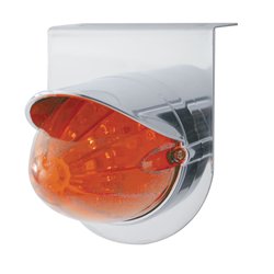 UP37302-Stainless Light Bracket With 19 LED Bullet Style Grakon 1000 Light & Visor - Amber LED/Dark Amber Lens