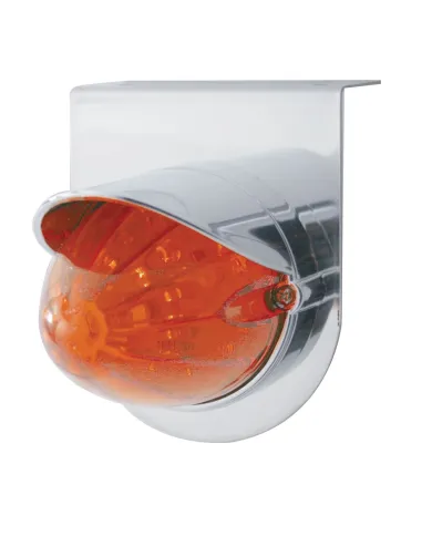 UP37302-Stainless Light Bracket With 19 LED Bullet Style Grakon 1000 Light & Visor - Amber LED/Dark Amber Lens