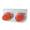 UP37305-Stainless Light Bracket With 2X 19 LED Bullet Style Grakon 1000 Lights - Amber LED/Dark Amber Lens