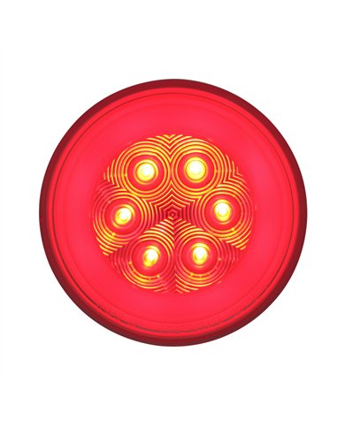 UP37134-21 LED 4" Round GloLight (Stop, Turn & Tail) - Red LED/Clear Lens