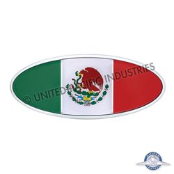 UP10924-Chrome Die Cast Oval Emblem - Mexico Flag