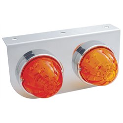 UP37313-Stainless Light Bracket With 2X 17 LED Watermelon Lights - Amber LED/Dark Amber Lens