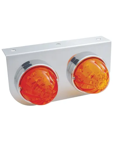 UP37313-Stainless Light Bracket With 2X 17 LED Watermelon Lights - Amber LED/Dark Amber Lens