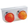 UP37313-Stainless Light Bracket With 2X 17 LED Watermelon Lights - Amber LED/Dark Amber Lens