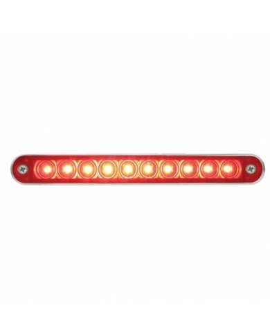 UP37638-10 LED 6-1/2" Light Bar With Bezel (Stop, Turn & Tail) - Red LED/Red Lens