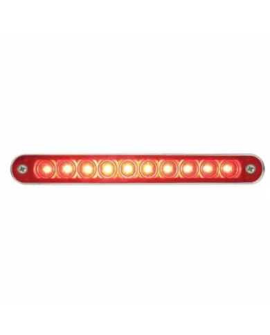 UP37638-10 LED 6-1/2" Light Bar With Bezel (Stop, Turn & Tail) - Red LED/Red Lens