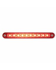 UP37638-10 LED 6-1/2" Light Bar With Bezel (Stop, Turn & Tail) - Red LED/Red Lens