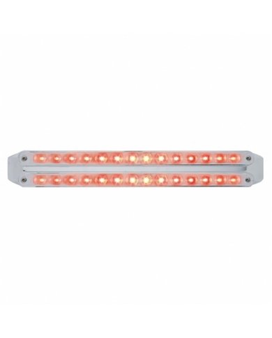 UP37676-Dual 14 LED 12" Light Bars (Stop, Turn & Tail) - Red LED/Chrome Lens