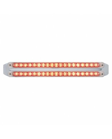 UP37681-Dual 19 LED 12" Reflector Light Bars (Stop, Turn & Tail) - Red LED/Clear Lens