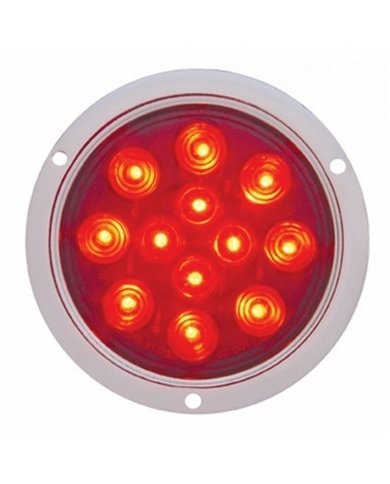 UP38061-12 LED 4" Round Flange Mount Light (Stop, Turn & Tail) - Red LED/Red Lens
