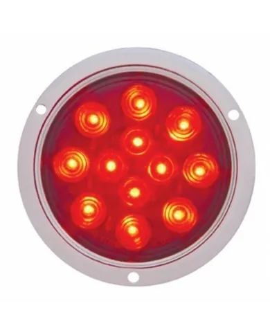 UP38061-12 LED 4" Round Flange Mount Light (Stop, Turn & Tail) - Red LED/Red Lens