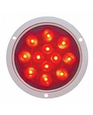 UP38061-12 LED 4" Round Flange Mount Light (Stop, Turn & Tail) - Red LED/Red Lens