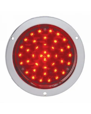 UP38062-40 LED 4" Round Deep-Dish Stop, Turn & Tail Light With Flange Mount- Red LED/Red Lens