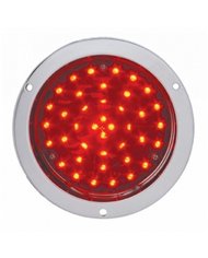 UP38062-40 LED 4" Round Deep-Dish Stop, Turn & Tail Light With Flange Mount- Red LED/Red Lens